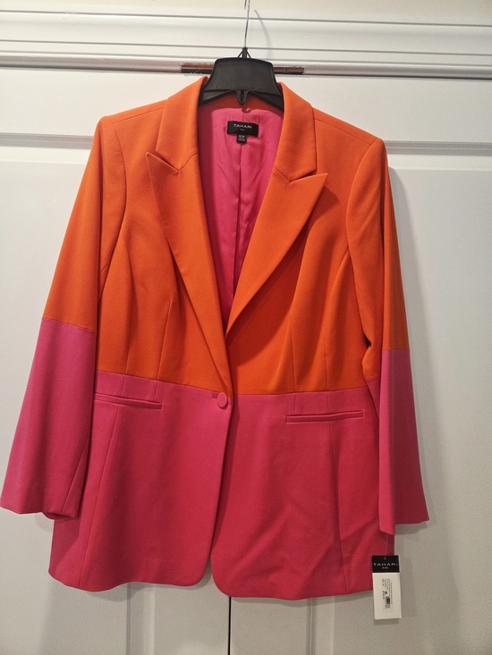 Tahari ASL Jackets & Blazers - Tahari ASL Orange and Pink Colorblock Blazer